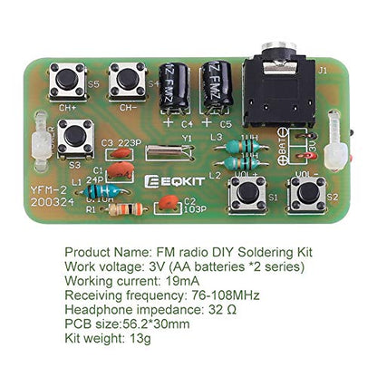 2 PCS DIY Radio Kit, Icstation FM Radio Kit 76MHZ-108MHZ Soldering Project Radio Module DIY Kits Electronic Solder Practice Kit for Back to School STEM Labs Physics Educational 15 Ages+ and Adults