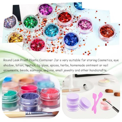 50 Pcs Makeup Sample Containers 3g/5g Sample Containers with Lids Tiny Sample Jars for Skincare Cream Lotion Jewelry Beads DIY Crafts Travel (FZG/3g/Zi) - color: purple, size: 3g