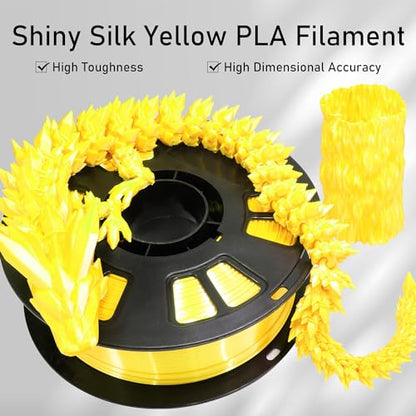 Silk Yellow PLA Satin Shiny 3D Printer Filament, 1.75mm Diameter 1kg Spool 2.2lbs for FDM 3D Printers - color: Silk Yellow
