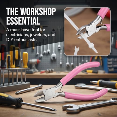 5 Inch Flush Wire Cutters for Electronics and Zip Ties, Pink - color: Pink