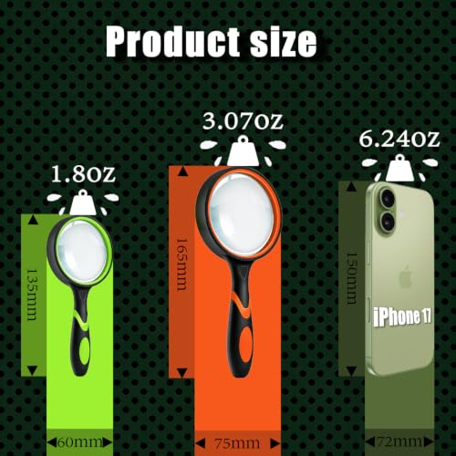 5X Handheld Non-Slip Rubber Reading Magnifying Glass Set - color: Green