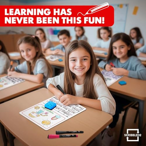 Scribbledo Story Lined Dry Erase Boards 9x12 for Kids Classroom 10 Pack - style: Story Board 10 Pack