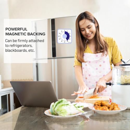 Secura 60-Minute Visual Countdown Timer, 7.5-Inch Oversize Classroom Visual Timer for Kids and Adults, Durable Mechanical Kitchen Timer Clock with Magnetic Backing (Violet) - color: Purple & Purple