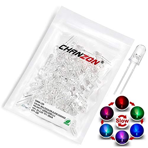 CHANZON 100 pcs 5mm RGB Multicolor Slow Blinking Dynamics LED Diode Lights - color: M) Slow Flash, size: 5mm Round Top