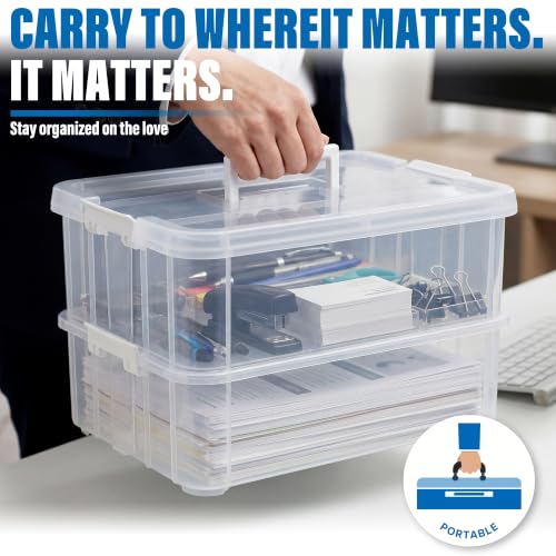 CraftGenes 2-Tier Clear Craft Storage Box with Handle
