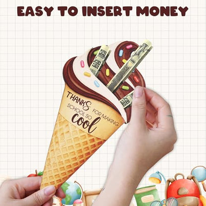 KATINAT Teacher Appreciation Gifts, Wooden Ice Cream Money Holder for Teacher, Thanks for Making School So Cool, End of Year Teacher Gift, Preschool Middle School High School Back to School - color: KAT-k- Teacher -icecream