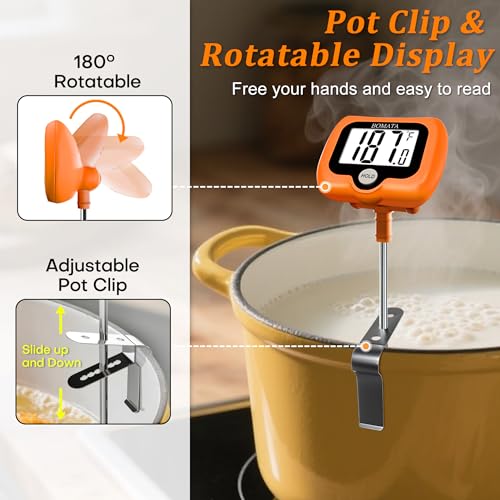 BOMATA Digital Candy Thermometer with Pot Clip, Deep Fry Oil Thermometer - color: Orange