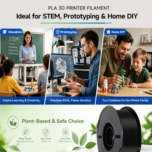 Kingroon PLA Filament 1.75mm 16KG, 16 Spools Black 3D Printer Filament Bulk with ±0.02mm Dimensional Accuracy, Low Warping Easy to Print PLA for Most FDM Printers - color: 16kg Black