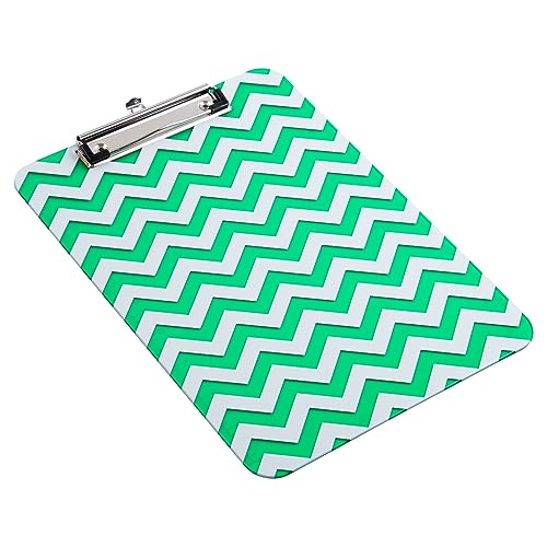 JAM PAPER Plastic Clipboards with Low Profile Metal Clip - Letter Size (9 x 12.5) - Green Chevron - Clip Board Sold Individually - color: Green Chevron, size: Single Clipboards
