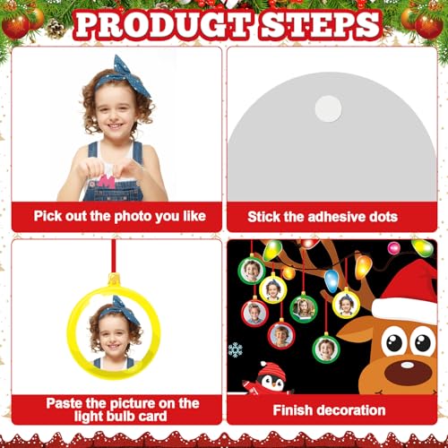 Christmas Reindeer Bulletin Board Set Winter Deer Bulb Classroom Decoration Xmas Large Elk DIY Photo Crafts Cutouts Snowflakes Bulletin Board Border for Holiday Party Classroom Wall Decor - style: Christmas Reindeer
