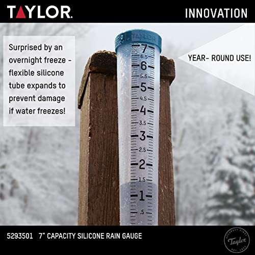 Taylor Freeze Proof Silicone Rain Gauge 7 Inch Capacity, Teal - size: 7 Inch