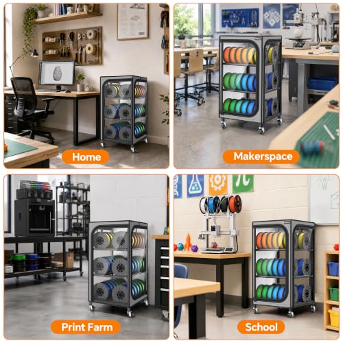 Orionix 3-Tier Heavy-Duty 3D Printer Filament Storage Holds 36 Spools 1kg - color: D-3 Tier (36rolls)