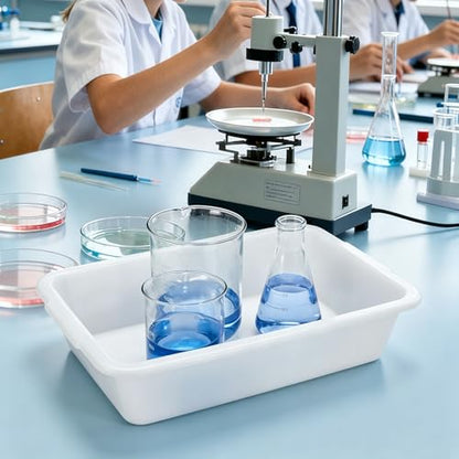 3 Pcs Polypropylene Lab Trays, 16.15 x 11.43 x 3.55 inch - size: 16.15" x 11.43" x 3.55"