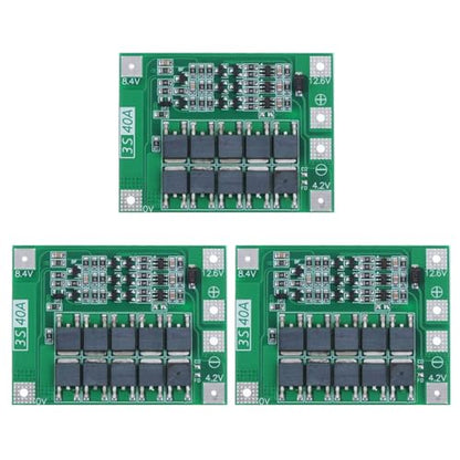 Gebildet 3pcs 3S 11.1V 12V 12.6V 40A 18650 Charger PCB BMS Protection Board Li-ion Lithium Battery Charger Lipo Cell Module for Drill Motor with Balance - style: 3S Charger PCB