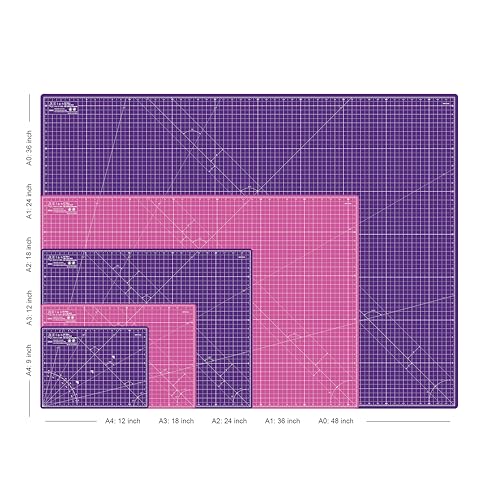 Elan Cutting Mat A3 Pink & Purple, Self Healing Cutting Mat 12x18 Inch, 5-Ply Craft Board Pink, Hobby Board for Crafts 12x18 Inch