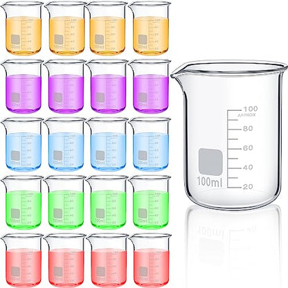 Tanlade 20 Pcs Glass Lab Beakers, Borosilicate Graduated, 100ml