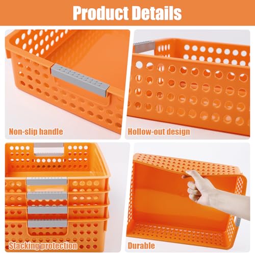 4 Pack Turn in Trays Classroom, Paper Trays, Orange