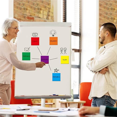 35 PCS Magnetic Sticky Notes, Reusable Dry-Erase Magnets, 7 Colors Magnetic Stickers with 1 Marker, Writable Labels for Whiteboard, Locker, Fridge, Metal Surfaces, School, Office, Home (3" x 3")