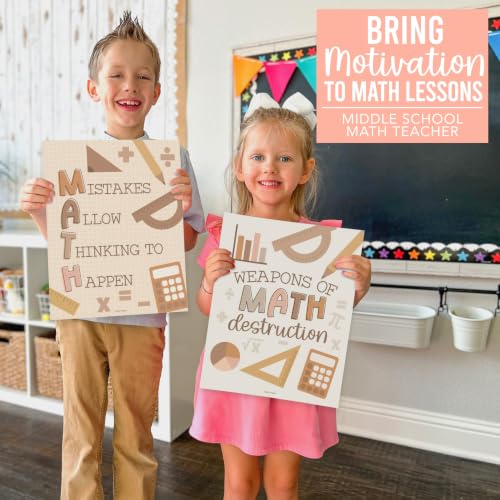 6 Math Posters - Motivational Math Posters for Elementary & Middle School - color: Boho Neutral