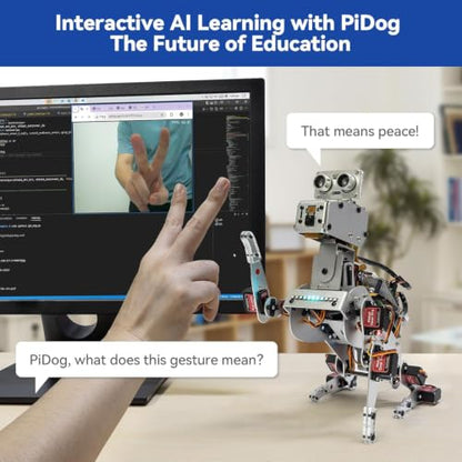 SunFounder PiDog AI Robot Dog Kit for Raspberry Pi 5/4/3B+/Zero 2W, Openclaw LLMs ChatGPT/Gemini/Grok, Voice&Video Recognition, Python, App, Gyroscope, Camera (RPI NOT Included) - color: Pidog