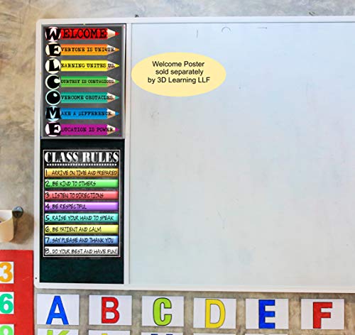 Class Rules Poster Laminated Size 14x19.5 in. Back To School Classroom Decorations Educational Posters Teacher Supplies for Preschool Kindergarten Elementary Virtual Learning Homeschool (14x20)