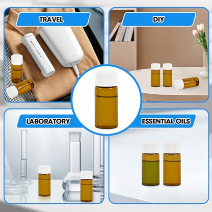 12PCS 4ml Amber Glass Small Vials with White Screw Caps & Plastic Stoppers - color: AMBER, size: 4ml