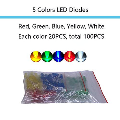 Electronic Component Kit Total 1390 Pcs, LED Diodes