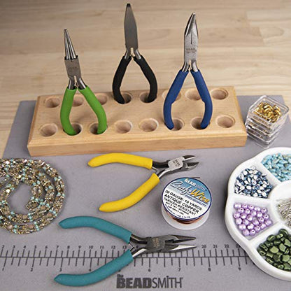 The Beadsmith Color‑ID Plier Set, 5 Piece Jewelry Tool Kit with Comfort Grip Handles, Includes Round, Flat, Bent, Chain Nose & Side Cutter, 5 Inch Lap‑Joint Pliers