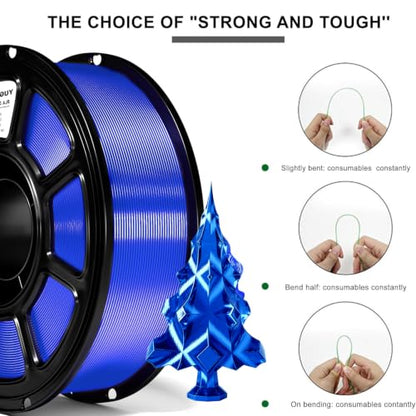 Silk PLA Filament 1.75mm,3D Printer Filament with a Metallic Glossy Finish, Dimensional Accuracy +/- 0.02 mm, 1kg Spool(2.2lbs) Fits for Most FDM 3D (A-Silk Blue Pla) - color: A-silk Blue Pla