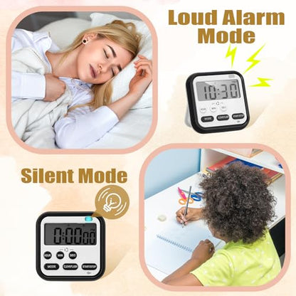 Leumoi 6 Pcs Digital Kitchen Timer 24 Hour Alarm, Classic Color - color: Classic Color
