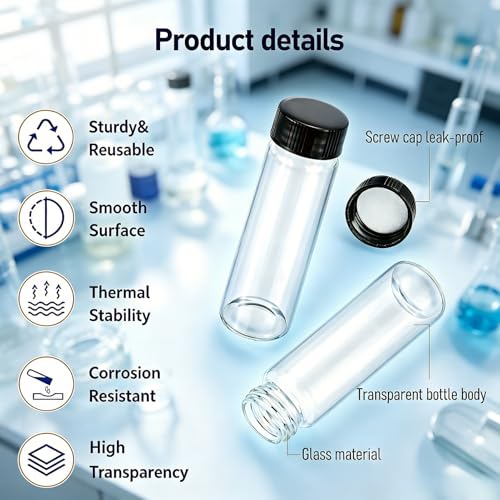 12 Pack 30ml Leak-Proof Glass Vials with Screw Caps