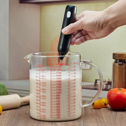 Ackers BORO3.3 Glass Measuring Cup-[Insulated handle | V-Shaped Spout]-Made of High Borosilicate Glass Measuring Cup for Kitchen or Restaurant, Easy to Read, 2000 ML (64 Oz, 8 Cup) - size: 2000ml/64OZ