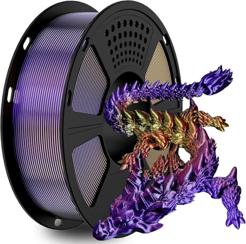 GIANTARM Silk PLA Tri Color Filament 1.75mm 1kg (2.2lb), Metallic Shiny Triple Color Red/Gold/Purple Silk PLA Filament, ±0.02mm Accuracy, Neatly Wound, Non-Clogging, Red& Gold & Purple - color: Pla-red Gold Purple