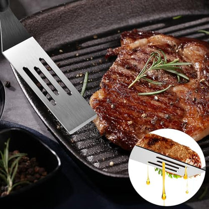 5Pcs Stainless Steel Mini Metal Spatula for Cooking Baking Serving - color: 5 PCS SLOTTED