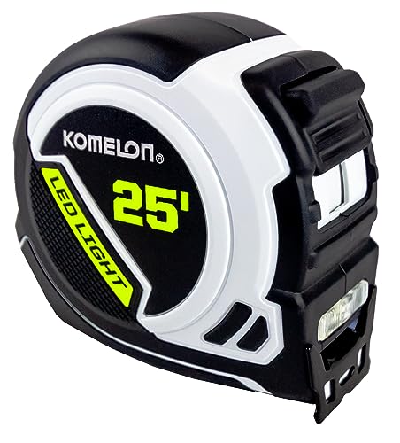 Komelon LED Light Tape Measure, White/Black - 25ft. - 25LED - style: Standard - 25 Foot