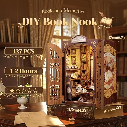 CUTEBEE Book Nook Kit, DIY Miniature House Kit for Adults, Bookshop Booknook - color: Bookshop Memories