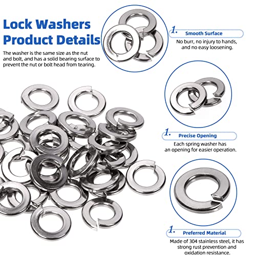 Glarks 150Pcs 5/16" 304 Stainless Steel Hex Lag Screws Assortment Kit Hex Lag Bolts with Flat Washers and Lock Washers Set for Fixing Metal, Wood, Plastic Materials - size: 5/16" Hex Lag Screws Set