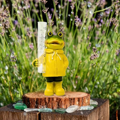Resin Frog Rain Gauge Outdoor Weather Measurement Tool Garden Yard