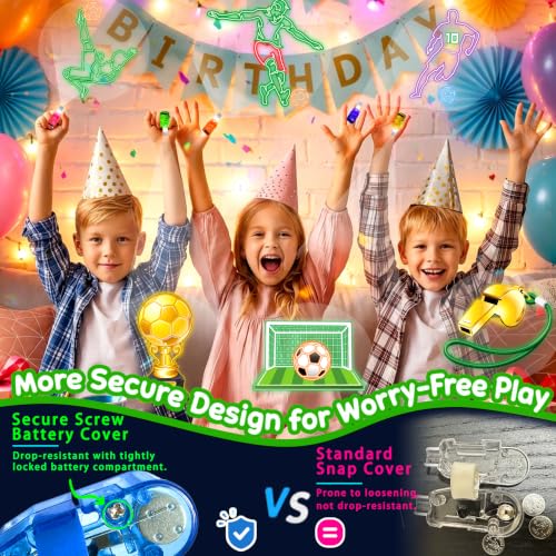 24 Pcs Soccer Themed Party Favors LED Finger Lights Toys for Kids Ages 3-12 - style: Soccer