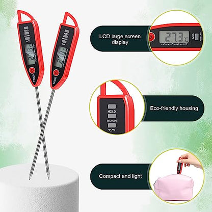 Copkim 6 Set Digital Food Thermometer Long Probe Instant,Red - color: Red