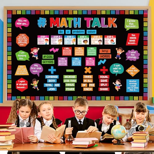 Pajean 85 Pcs Math Talk Bulletin Board Set Math Posters Classroom Decor - style: Math Talk