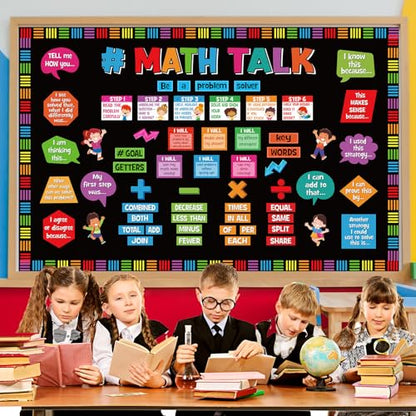 Pajean 85 Pcs Math Talk Bulletin Board Set Math Posters Classroom Decor - style: Math Talk