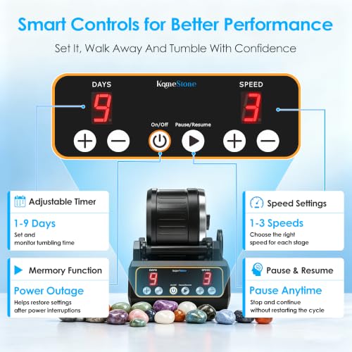KomeStone K1 Quiet Rock Tumbler Kit for Adults, Kids & Families - color: Black