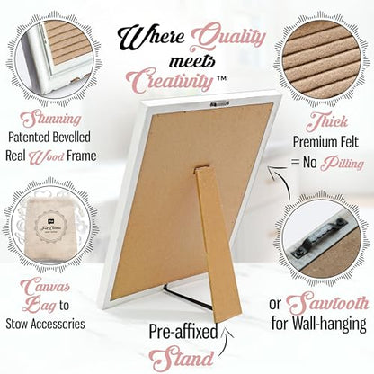 Cappuccino Felt Letter Board Back to School Sign with Rustic Wood White Frame - Farmhouse Letter Board Sign with Stand - Baby Announcement 12x16 Felt Board Changeable Message Board with 350 Letter Set - color: Cappuccino, size: 12x16 inches