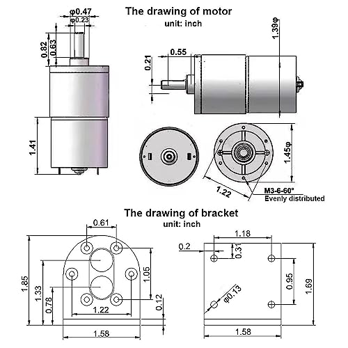Bringsmart DC 12V 600rpm Gear Motor with Bracket Centric Shaft 37mm Gearbox - style: 12V 600RPM