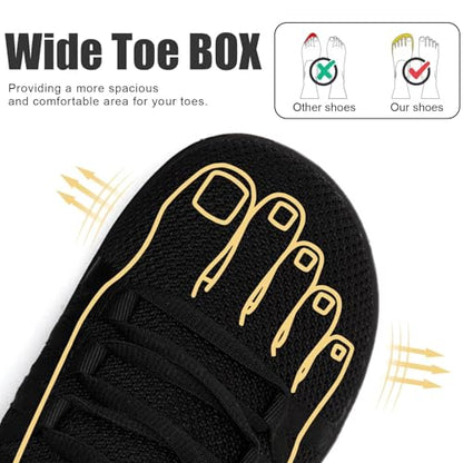 Linenghs Womens Barefoot Shoes Wide Width Toe Box Zero Drop Sneakers - color: A All Black, size: 10 Wide