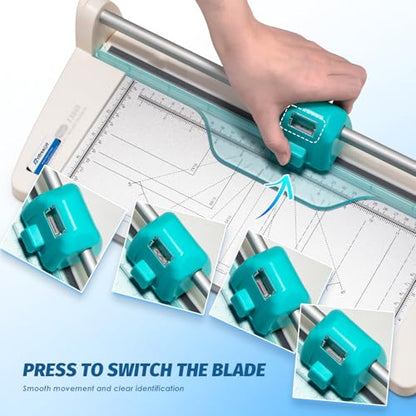 4-in-1 Portable Rotary Paper Cutter for Crafting, 12 Inch Cutting Length