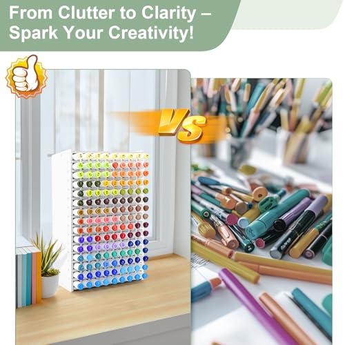Marker Organizer, 135-Slot Marker Holder with Adjustable Dividers - size: 135 Holes