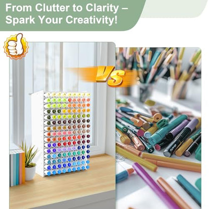 Marker Organizer, 135-Slot Marker Holder with Adjustable Dividers - size: 135 Holes