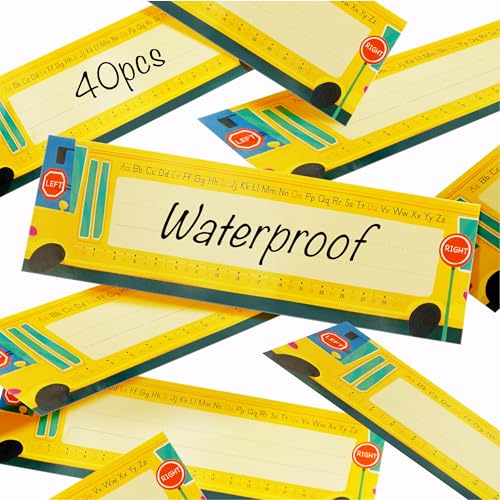 40 PCS Desk Nameplates for Classroom, Name Plate for Desk with Alphabet, Number Line, Traditional Manuscript Name Plate for Classroom School Student(12” x 3.5”)